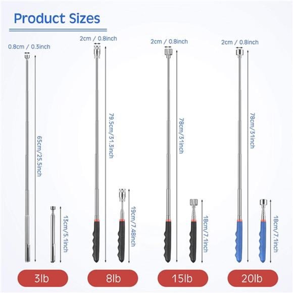 4 Pieces Telescoping Magnet Pickup Tools, 8 lb Flexible Magnetic Stick - Picture 3 of 7